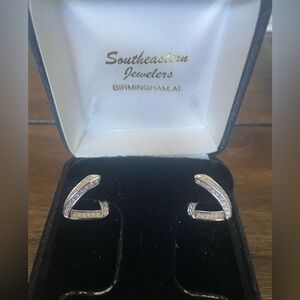 18K White Gold Fancy Triangle Earrings with Diamonds
